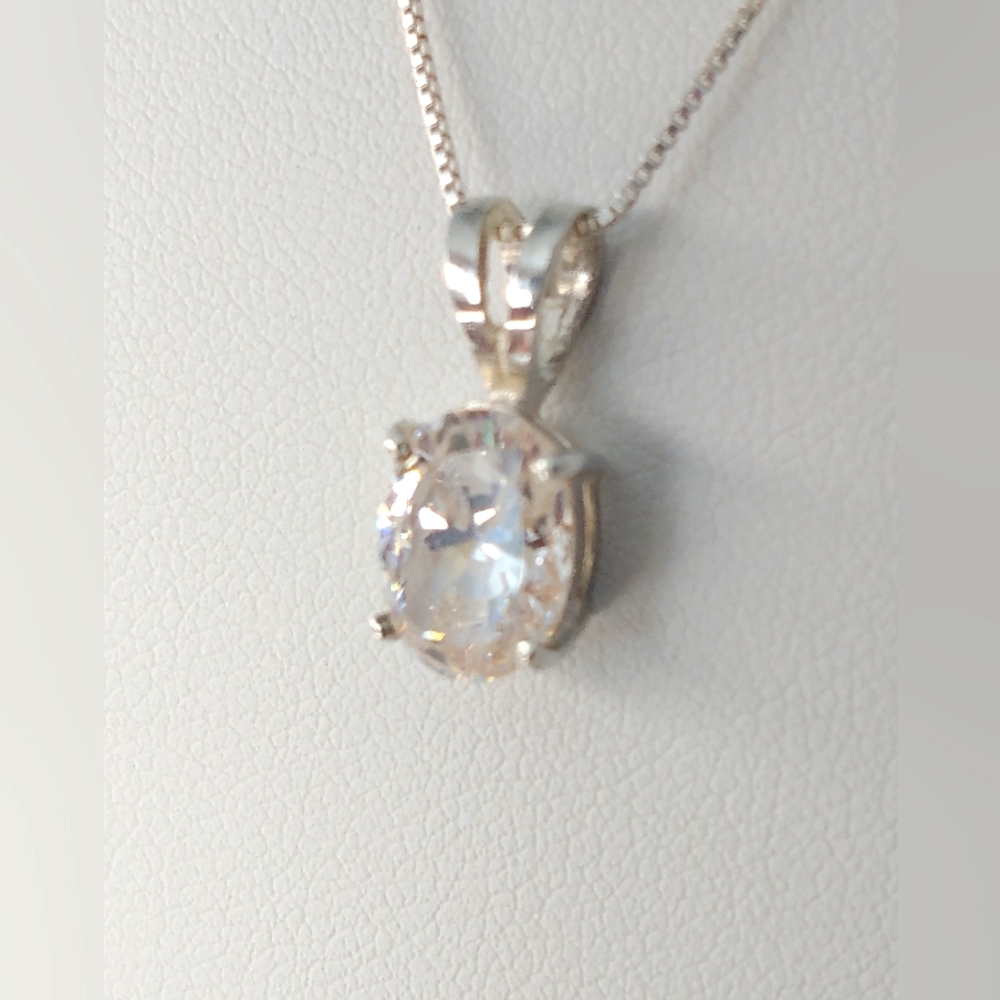 CLOSEOUT--Gorgeous CZ Solitaire necklace - Picture 2 of 5